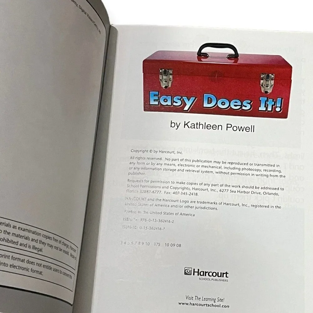 Harcourt Publishings Easy Does It By Kathleen Powell Childrens Book Grade 2 Kids